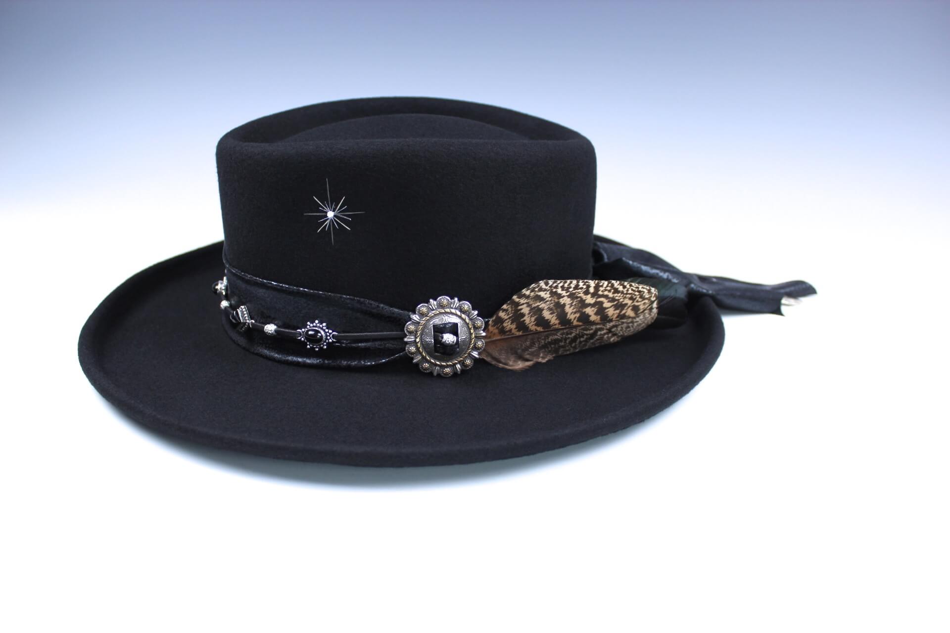 The Redfern Rambler Wool Felt Fedora Hat Black Handmade Country Western Style Cowboy Hat Unisex For Men And Women