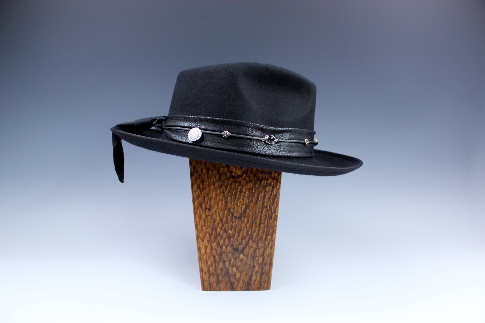 The Nighthawk Fedora Hat Rock and Roll Style Hat Unisex For Men And Women Blues Gig Musician Hat Black And Silver Detailing