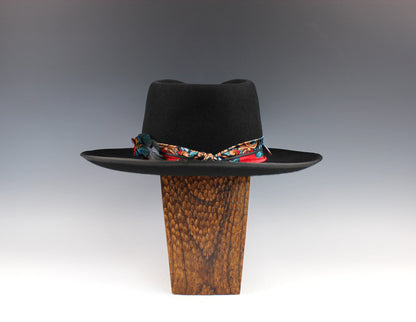 The Hendrix Fedora - Hat Rock and Roll Style Hat Unisex For Men And Women Blues Gig Musician Hat Black And Silver Detailing Paisley Silk