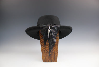 The Tombstone Gambler - Wool Felt Fedora Hat Black Country Western Style Cowboy Hat Unisex For Men And Women Black Detailing Rock and Roll