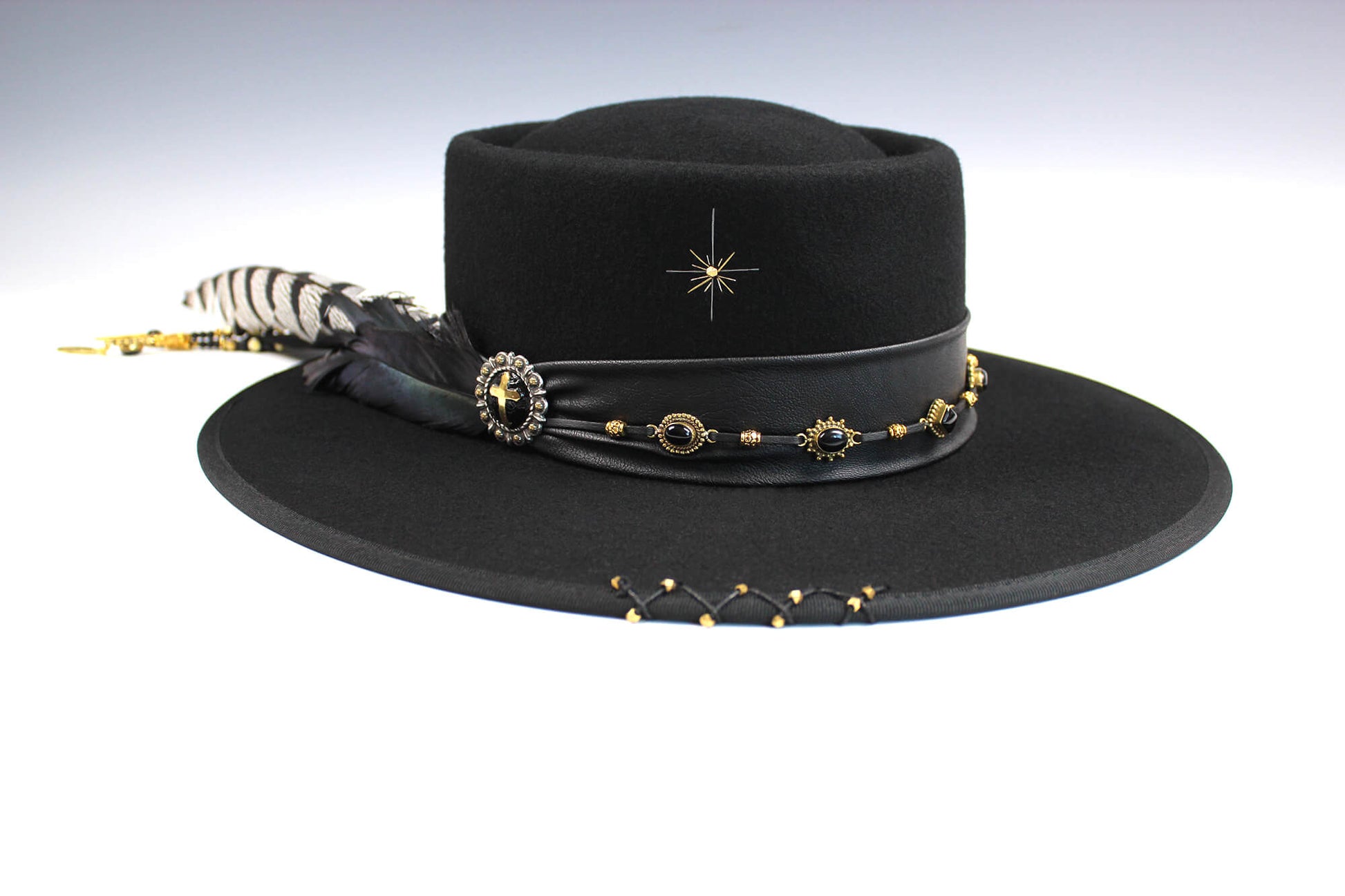 The Black Stallion Gambler Fedora Flat Brimmed Spanish Style Hat Unisex Western Style For Men And Women Andalusian Style Wool Felt Hat