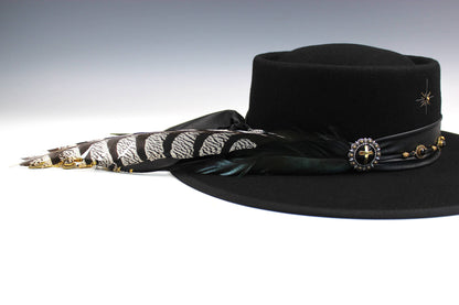 The Black Stallion Gambler Fedora Flat Brimmed Spanish Style Hat Unisex Western Style For Men And Women Andalusian Style Wool Felt Hat