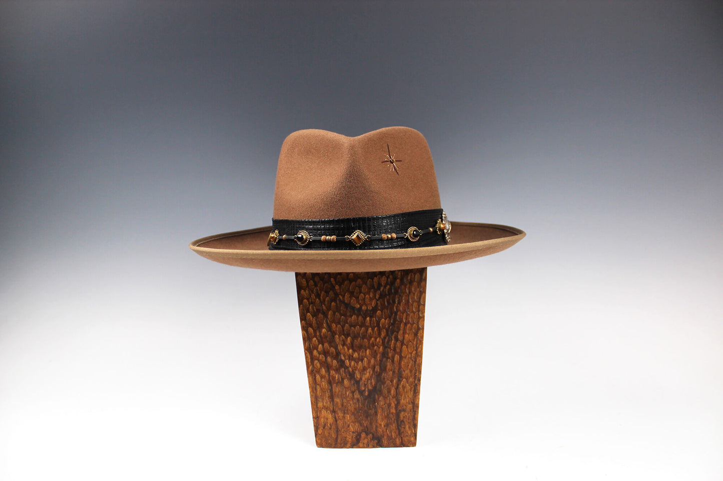 The Lone Rider Fedora Wool Felt Country Western Style Hat Unisex For Men And Women Brown Cowboy Hat Gold Detailing Rock n Roll Hat