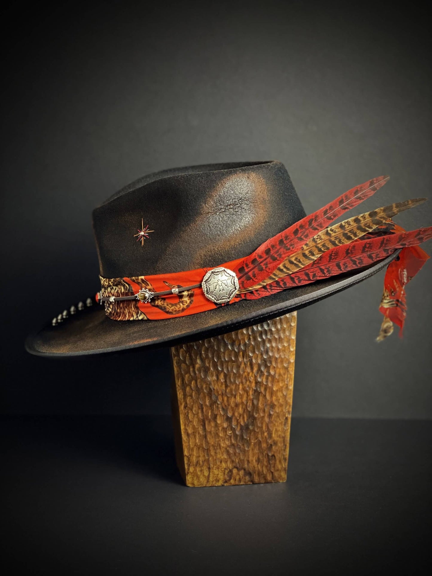 Rebirth Fedora Collaboration with Oritsé Williams Wool Felt Distressed Burn Effect Hat Musician Rock n Roll Country Western Style Hat