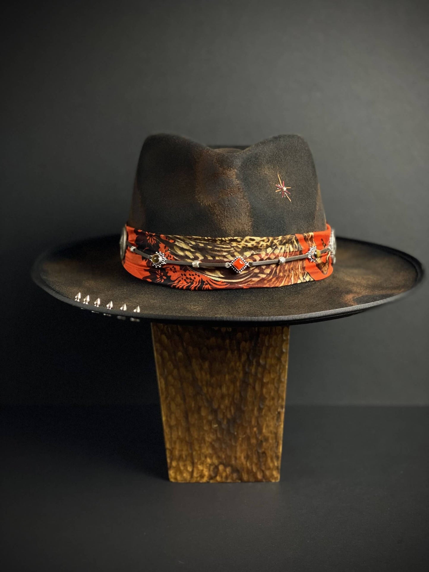 Rebirth Fedora Collaboration with Oritsé Williams Wool Felt Distressed Burn Effect Hat Musician Rock n Roll Country Western Style Hat