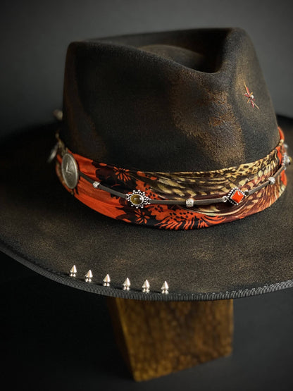 Rebirth Fedora Collaboration with Oritsé Williams Wool Felt Distressed Burn Effect Hat Musician Rock n Roll Country Western Style Hat