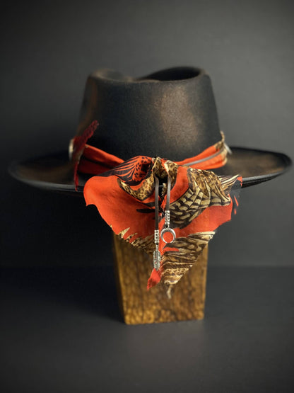 Rebirth Fedora Collaboration with Oritsé Williams Wool Felt Distressed Burn Effect Hat Musician Rock n Roll Country Western Style Hat