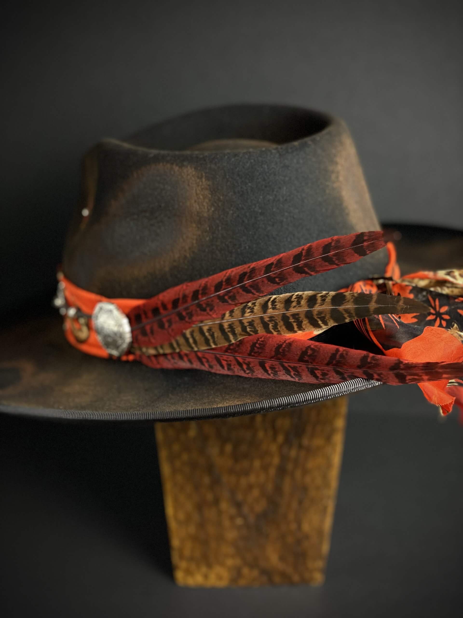 Rebirth Fedora Collaboration with Oritsé Williams Wool Felt Distressed Burn Effect Hat Musician Rock n Roll Country Western Style Hat