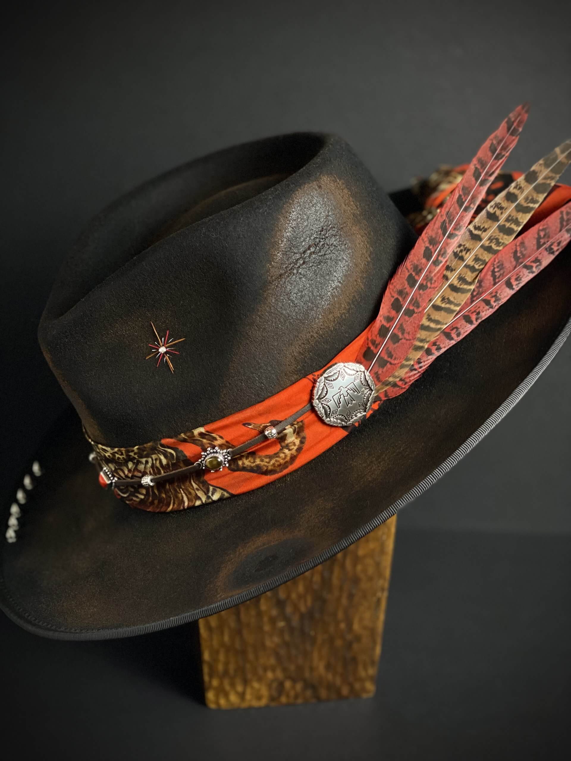 Rebirth Fedora Collaboration with Oritsé Williams Wool Felt Distressed Burn Effect Hat Musician Rock n Roll Country Western Style Hat