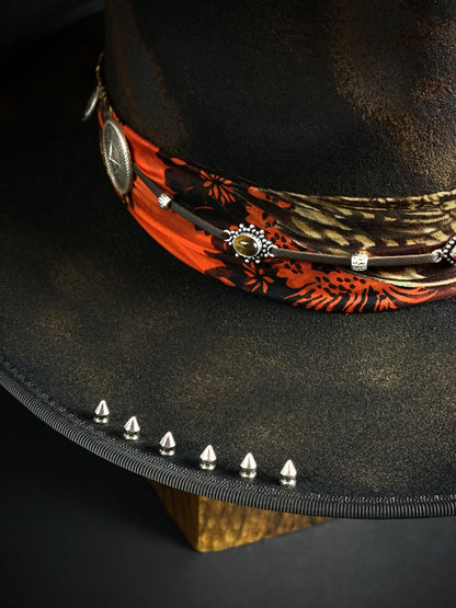 Rebirth Fedora Collaboration with Oritsé Williams Wool Felt Distressed Burn Effect Hat Musician Rock n Roll Country Western Style Hat