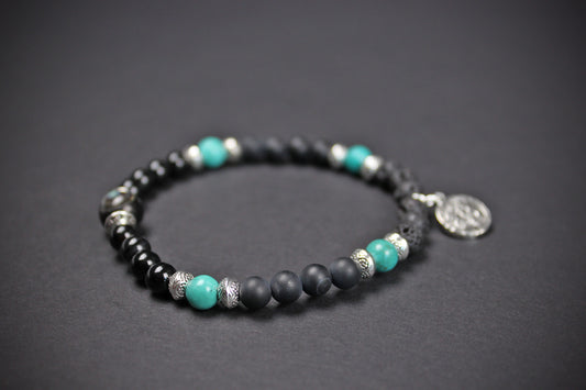 Howlite & Lava Stone Beaded Bracelet