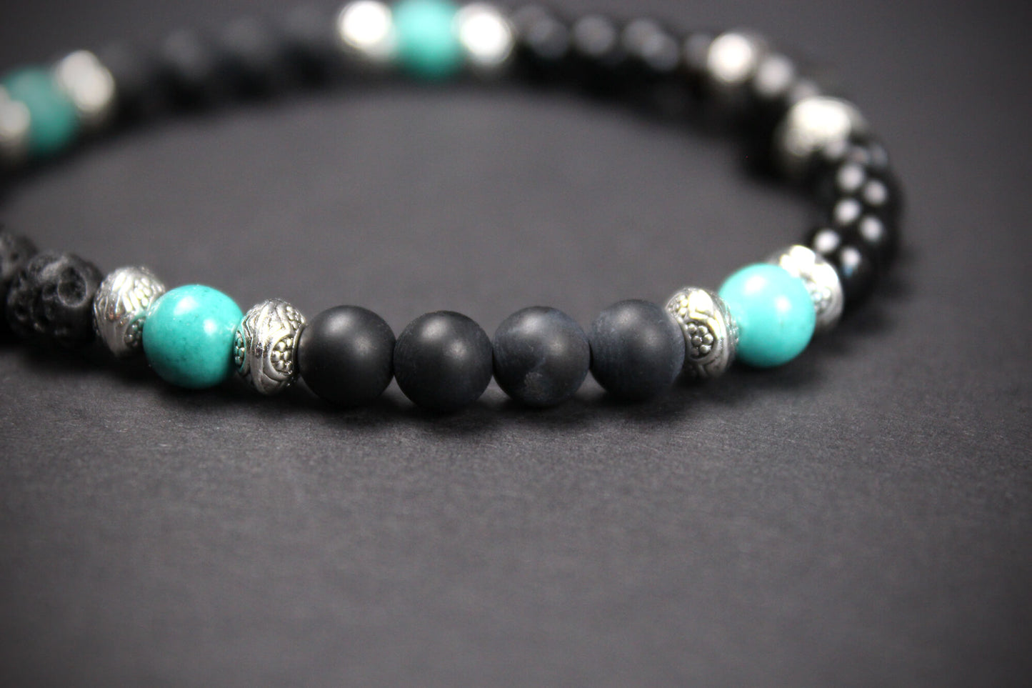 Howlite & Lava Stone Beaded Bracelet