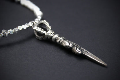 The Briar Necklace - Rock n Roll Tribal Elegant Style White Troca Shell Silver Detailing Burning Man Festival Music Fashion