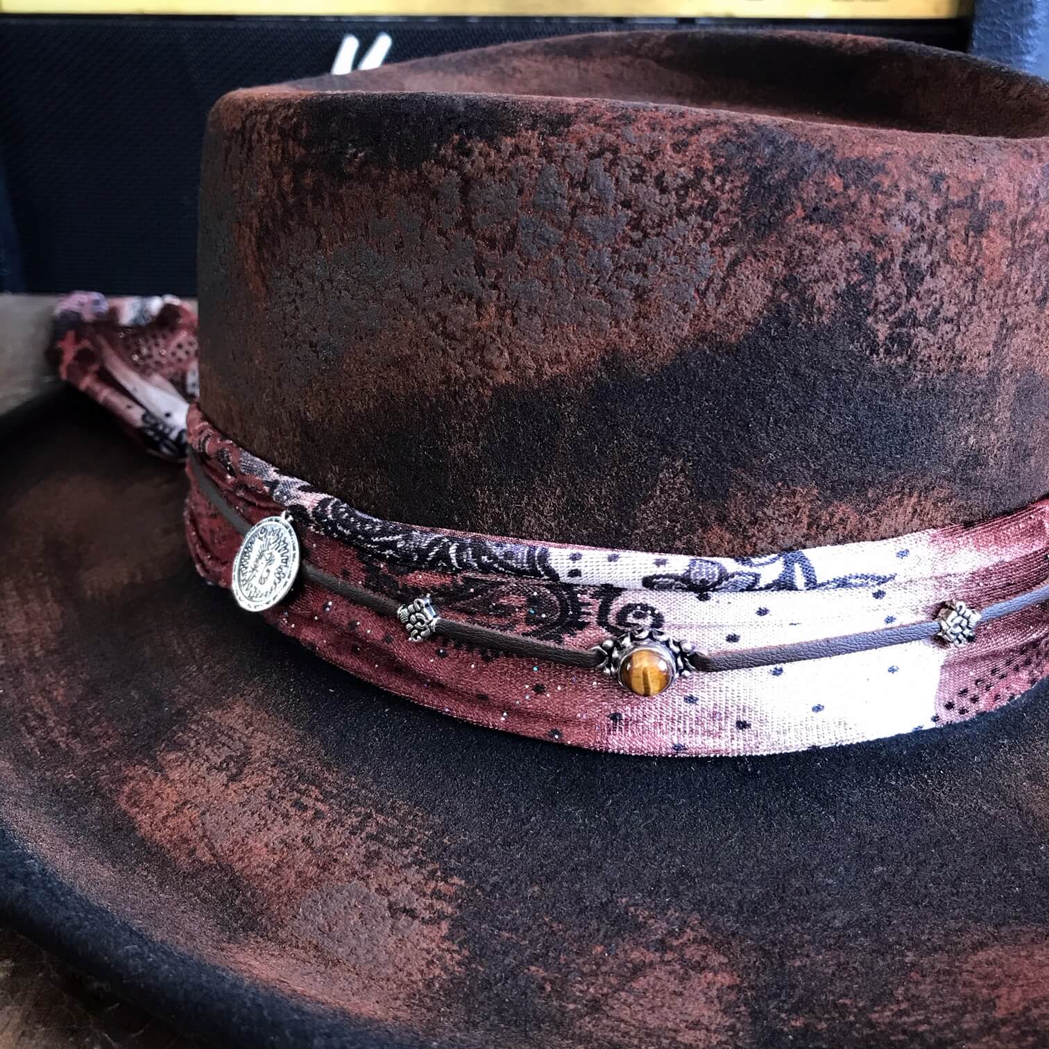 The Dusty Springfield Gambler - Wool Felt Country Western Cowgirl Style Cowboy Distressed Burn Effect Hat unisex men & women