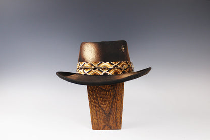 The Jefferson Gambler - Wool Felt Fedora Hat Black Brown Handmade Country Western Style Cowboy Hat Unisex For Men And Women