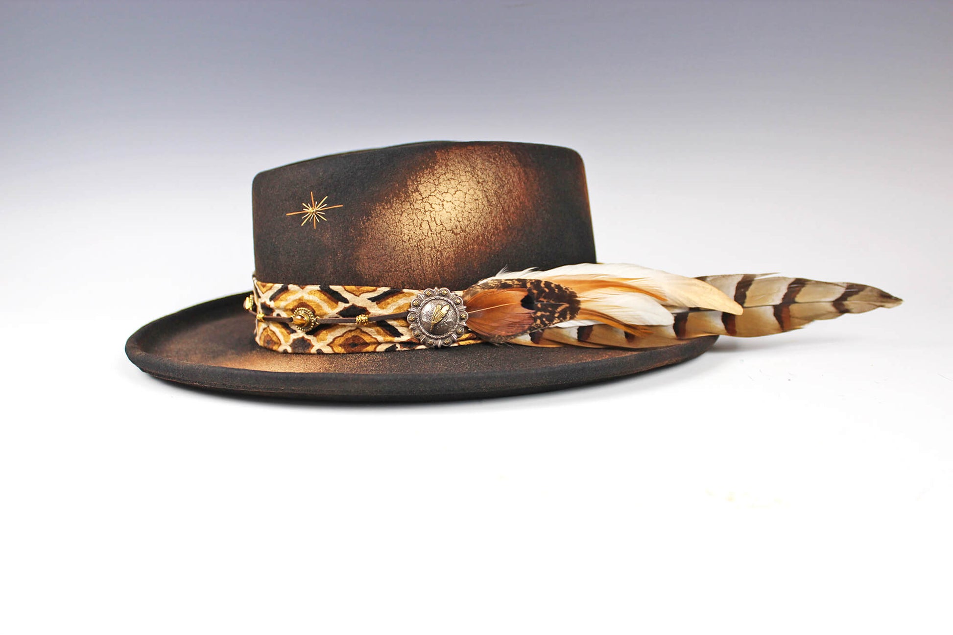 The Jefferson Gambler - Wool Felt Fedora Hat Black Brown Handmade Country Western Style Cowboy Hat Unisex For Men And Women