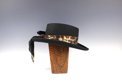 The Idaho Gambler - Wool Felt Fedora Hat, Black Handmade Country Western Style, Cowboy Hat Unisex For Men And Women