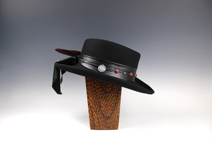 The Firestorm Gambler - Wool Felt Fedora Hat, Black Handmade Country Western Style Cowboy Hat, Unisex Stevie Ray Vaughn Style