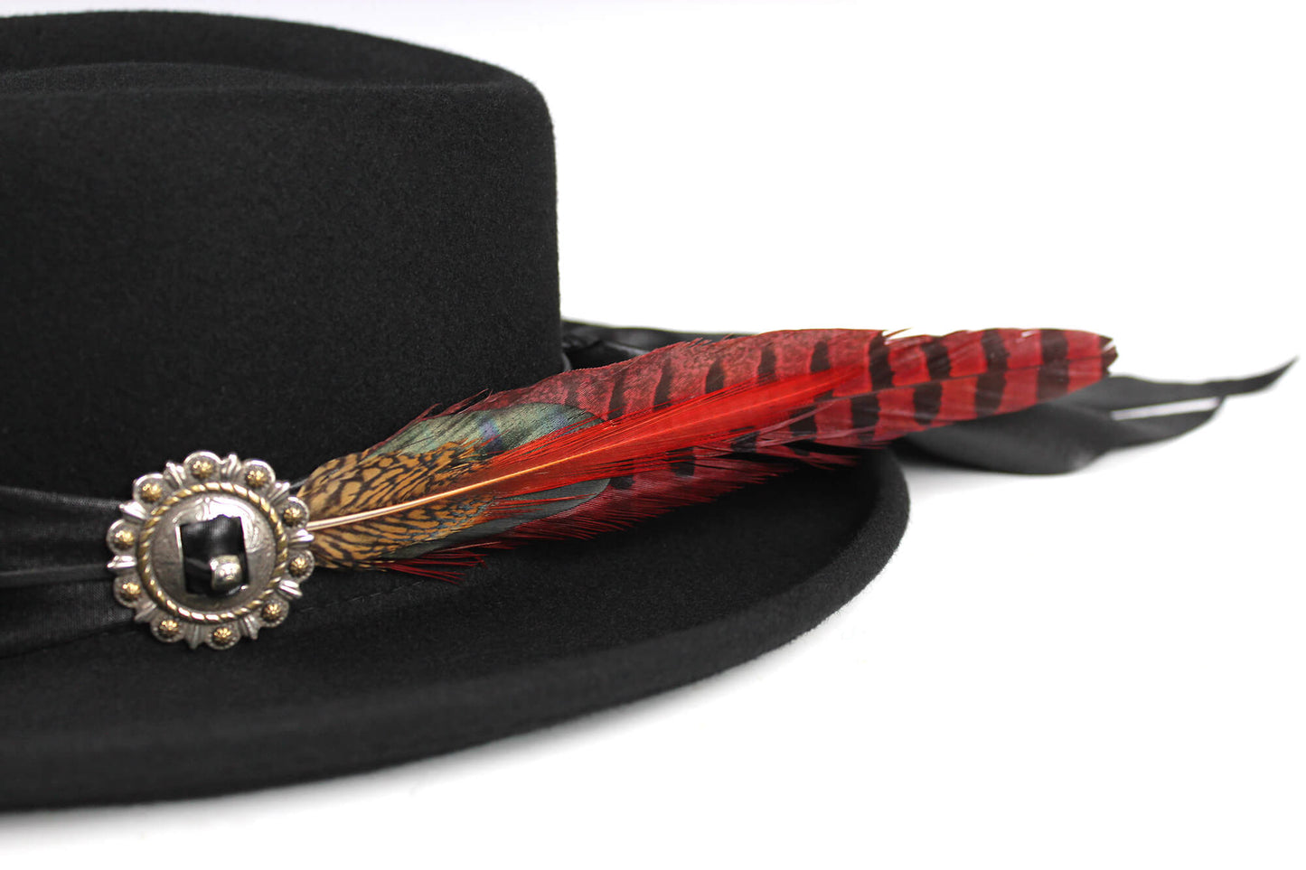 The Firestorm Gambler - Wool Felt Fedora Hat, Black Handmade Country Western Style Cowboy Hat, Unisex Stevie Ray Vaughn Style