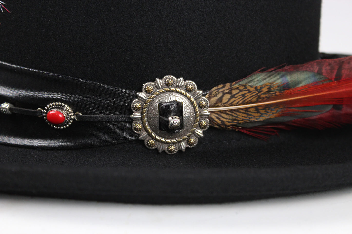 The Firestorm Gambler - Wool Felt Fedora Hat, Black Handmade Country Western Style Cowboy Hat, Unisex Stevie Ray Vaughn Style