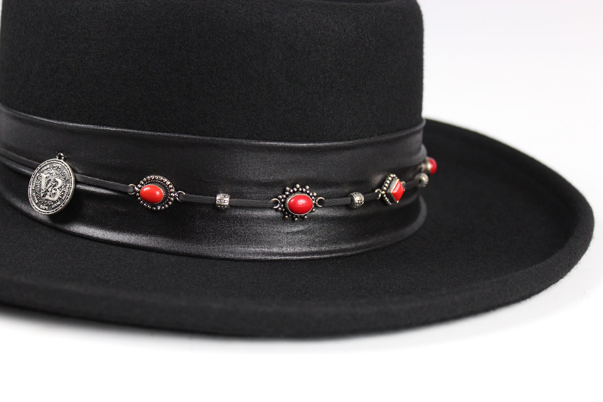 The Firestorm Gambler - Wool Felt Fedora Hat, Black Handmade Country Western Style Cowboy Hat, Unisex Stevie Ray Vaughn Style