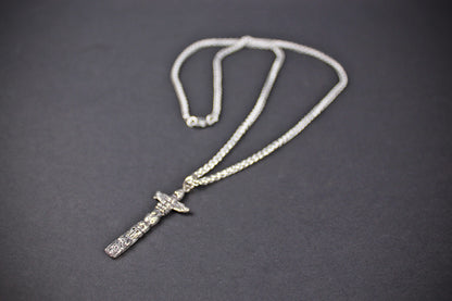 Totem Chain Necklace - Pirate Rock n Roll Tribal Biker Style Cross Necklace Unisex Silver Necklace For Men & Women