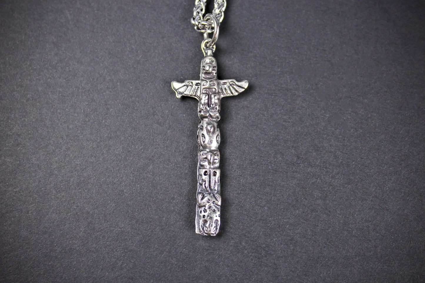 Totem Chain Necklace - Pirate Rock n Roll Tribal Biker Style Cross Necklace Unisex Silver Necklace For Men & Women