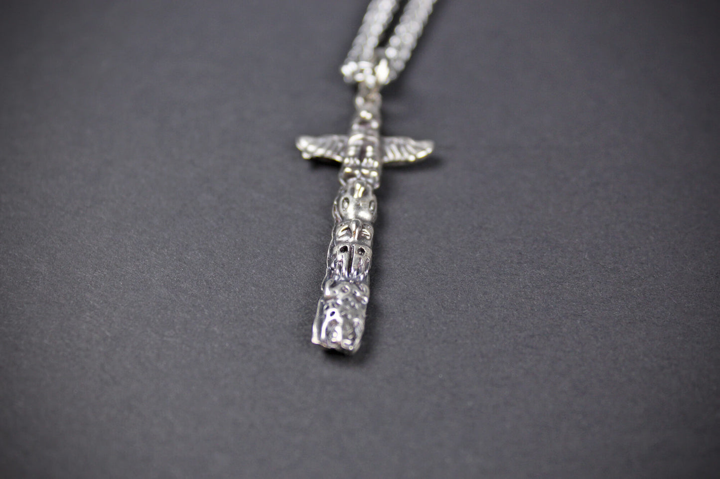 Totem Chain Necklace - Pirate Rock n Roll Tribal Biker Style Cross Necklace Unisex Silver Necklace For Men & Women