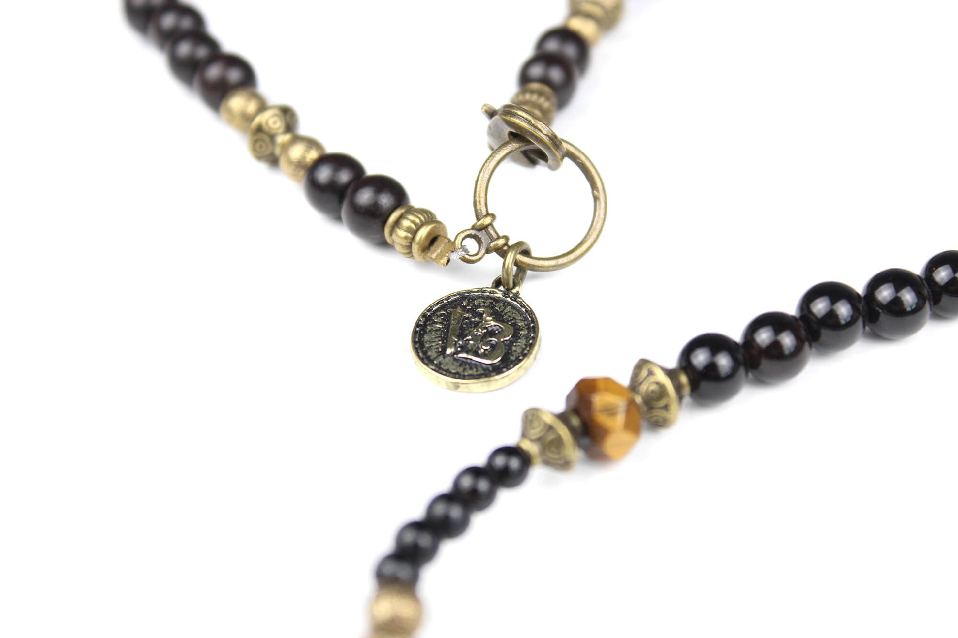 The Atlas Beaded Necklace & Bracelet Set - ebony wood tigers eye beaded tribal bohemian rock n roll shamanic pirate jewellery set