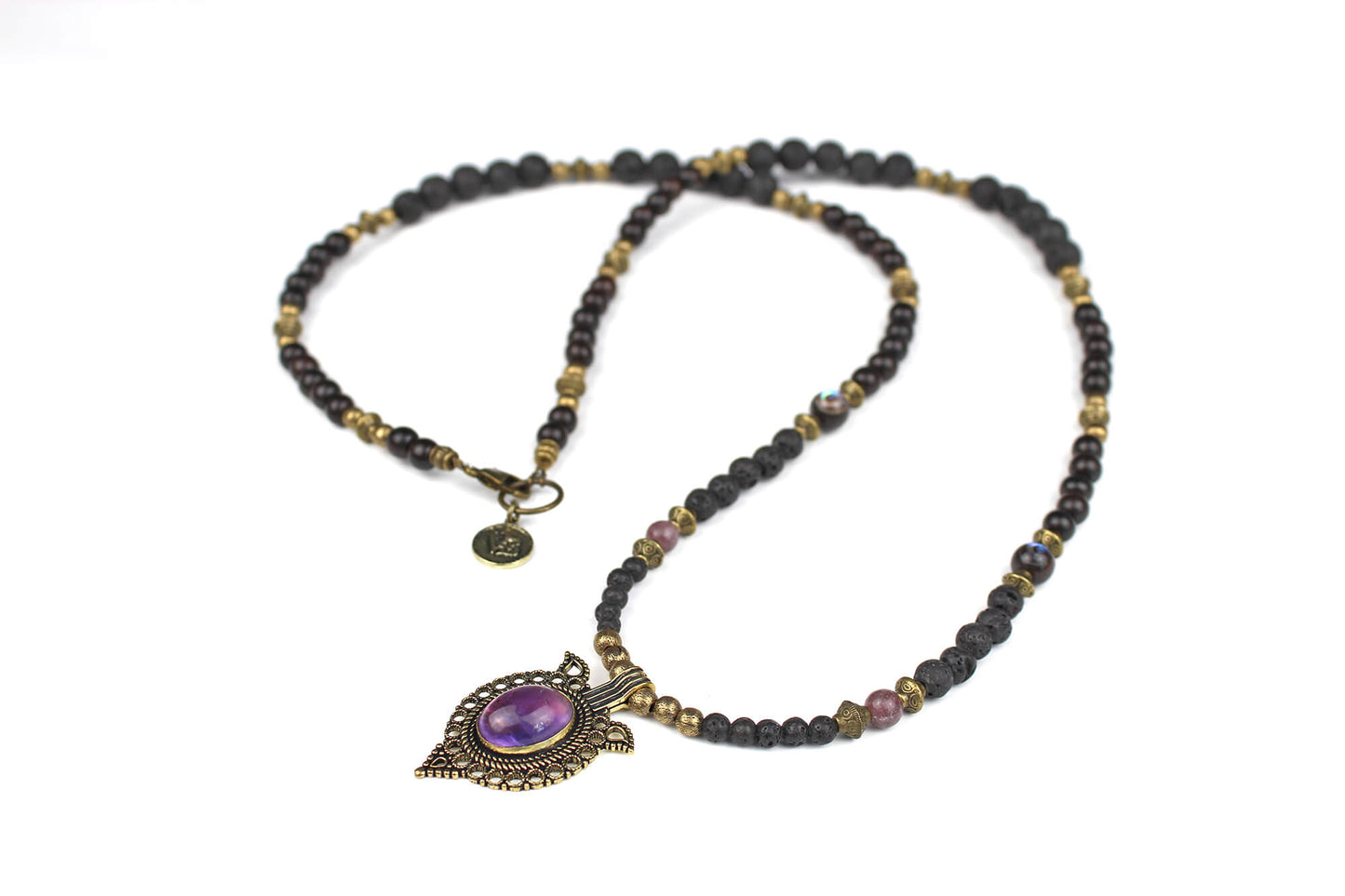 The Amali Beaded Necklace & Bracelet Set - ebony wood amethyst beaded tribal bohemian rock n roll shamanic pirate jewellery set