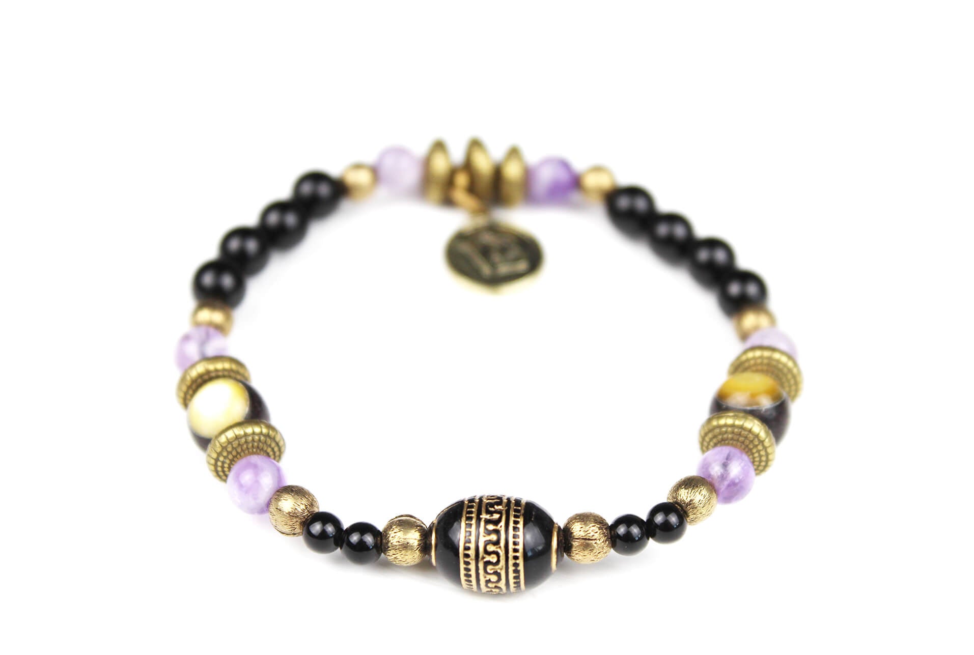 The Arielle Beaded Necklace & Bracelet Set - ebony wood amethyst beaded tribal bohemian rock n roll shamanic pirate jewellery set