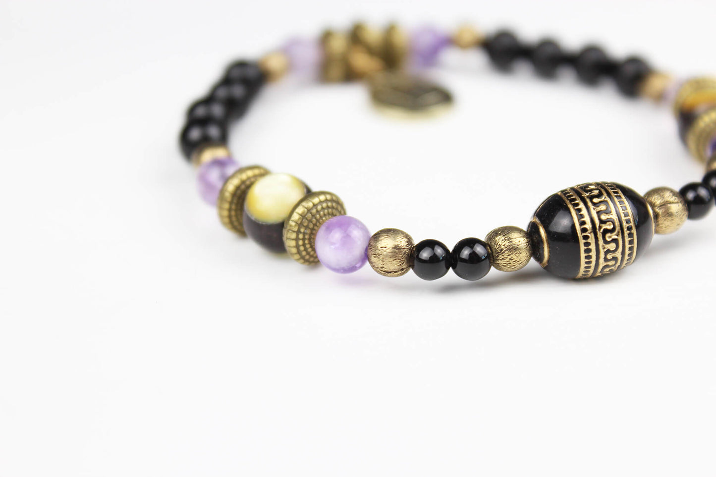 The Arielle Beaded Necklace & Bracelet Set - ebony wood amethyst beaded tribal bohemian rock n roll shamanic pirate jewellery set