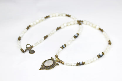 The Harlo Men's Necklace & Bracelet Set - troca shell moonstone beaded tribal bohemian rock n roll shamanic pirate jewellery set unisex