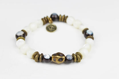 The Harlo Men's Necklace & Bracelet Set - troca shell moonstone beaded tribal bohemian rock n roll shamanic pirate jewellery set unisex