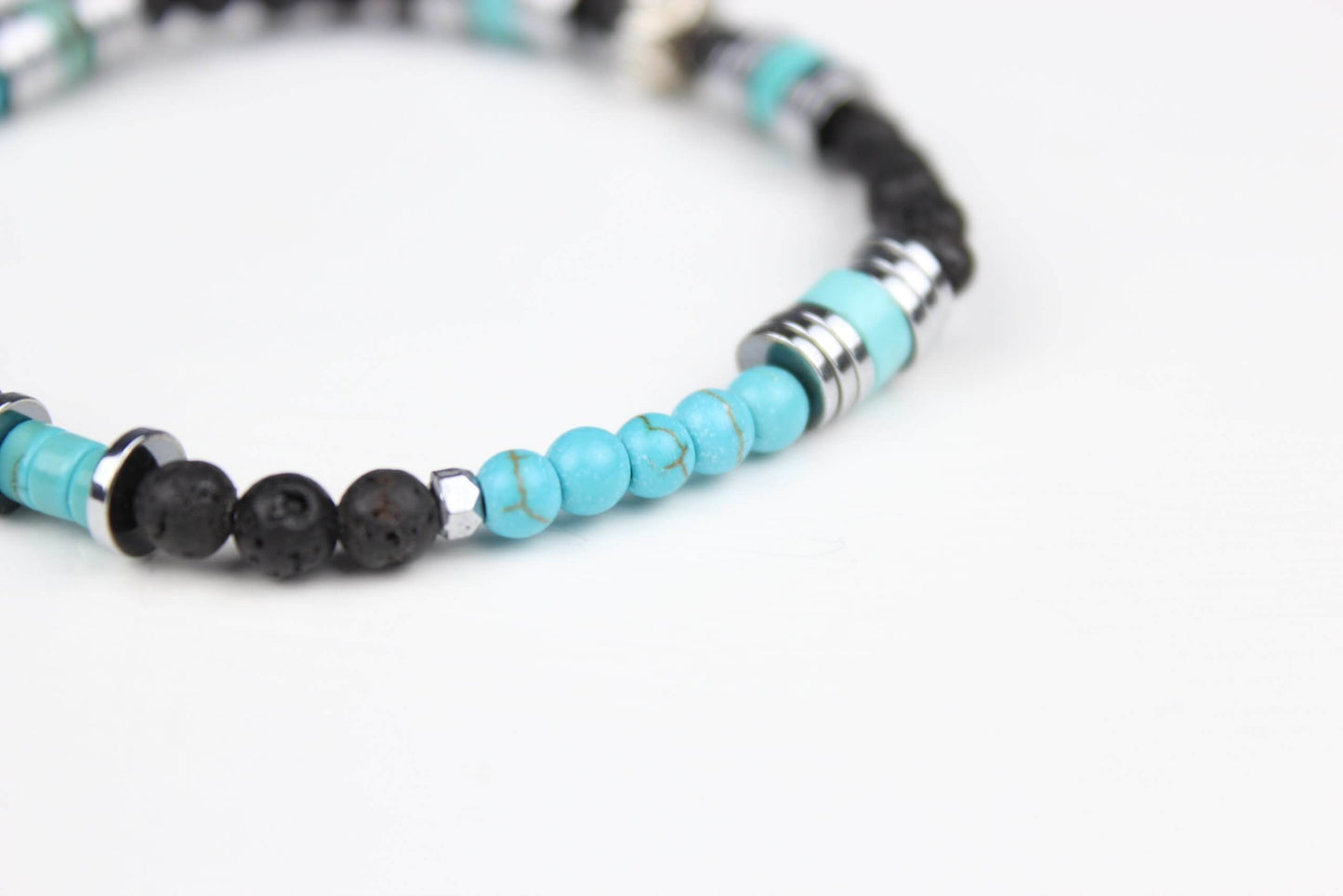 The Navajo Bracelet Stack - layered unisex blue black and silver bracelet set, rock n roll style bracelet stack, blue howlite