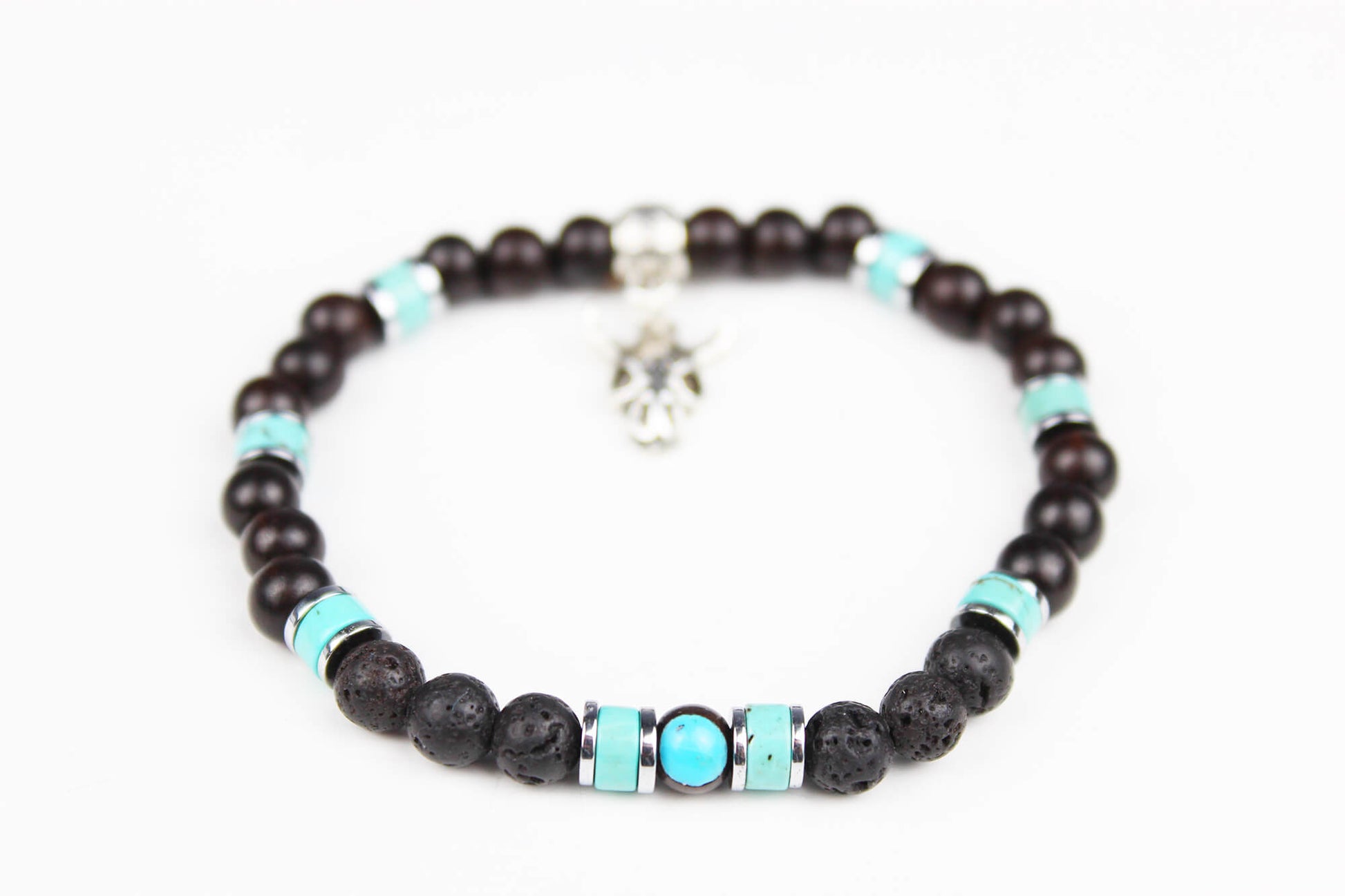 The Navajo Bracelet Stack - layered unisex blue black and silver bracelet set, rock n roll style bracelet stack, blue howlite