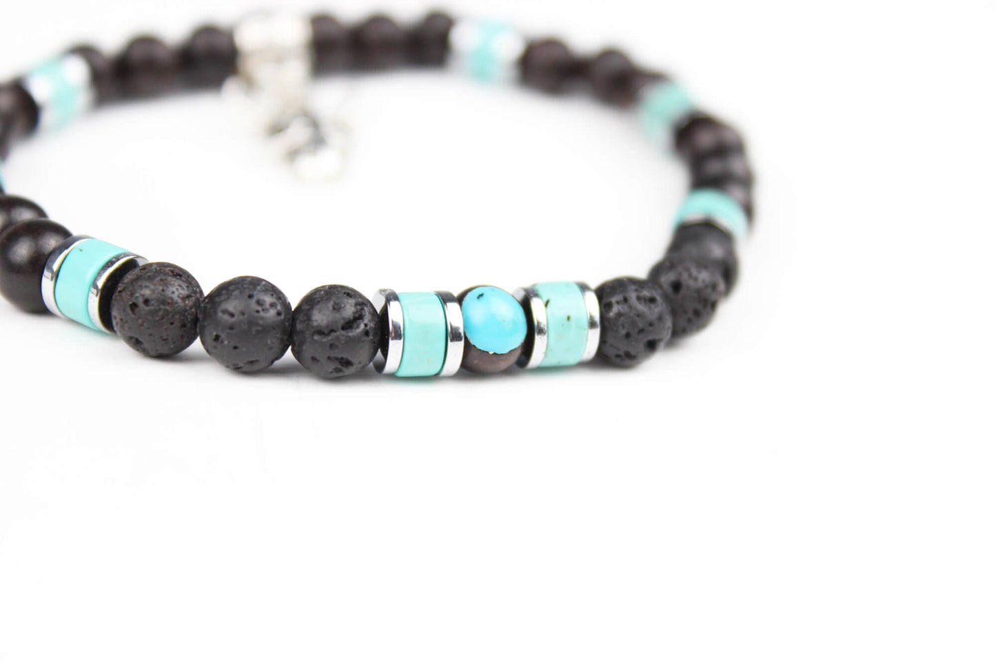 The Navajo Bracelet Stack - layered unisex blue black and silver bracelet set, rock n roll style bracelet stack, blue howlite