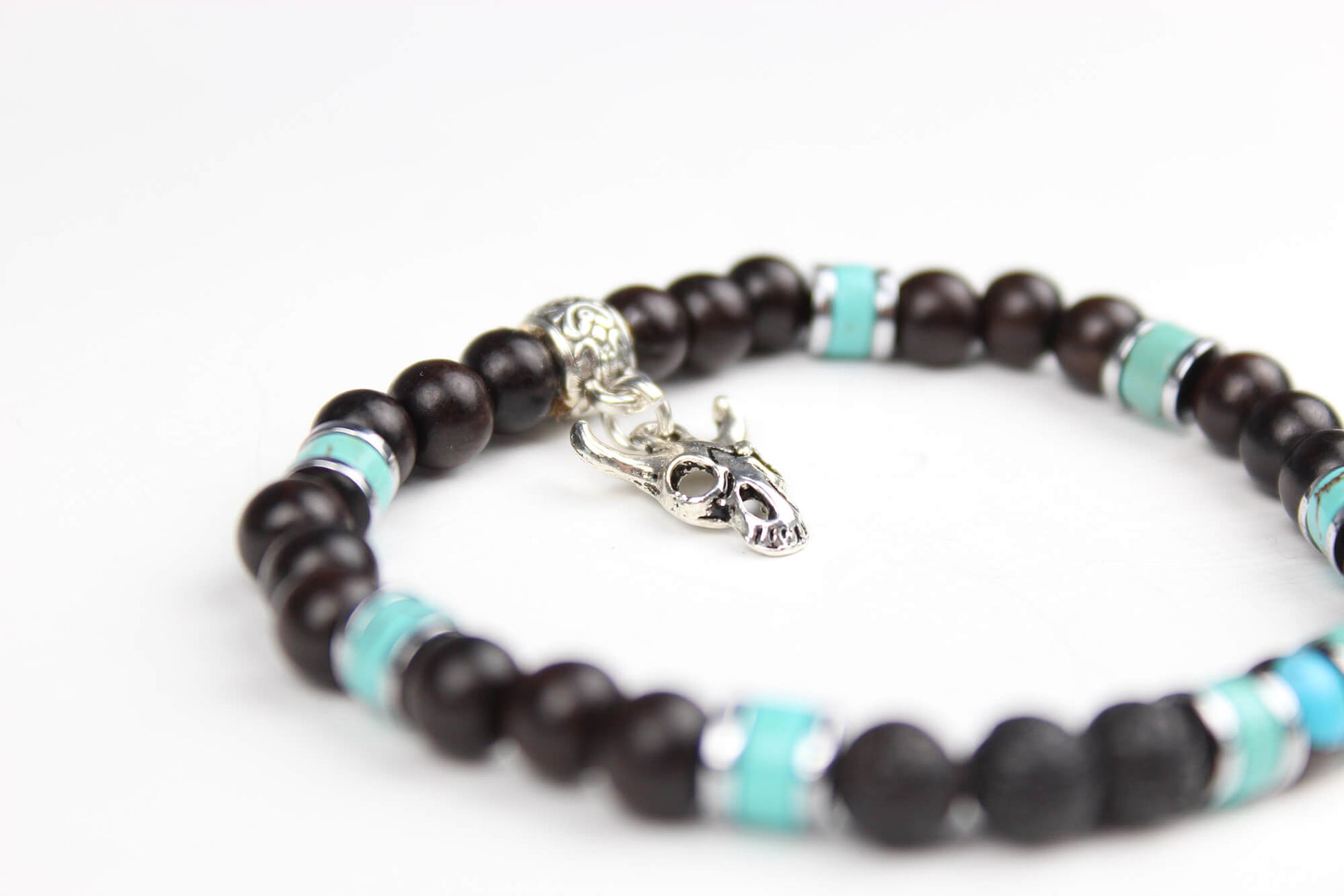 The Navajo Bracelet Stack - layered unisex blue black and silver bracelet set, rock n roll style bracelet stack, blue howlite