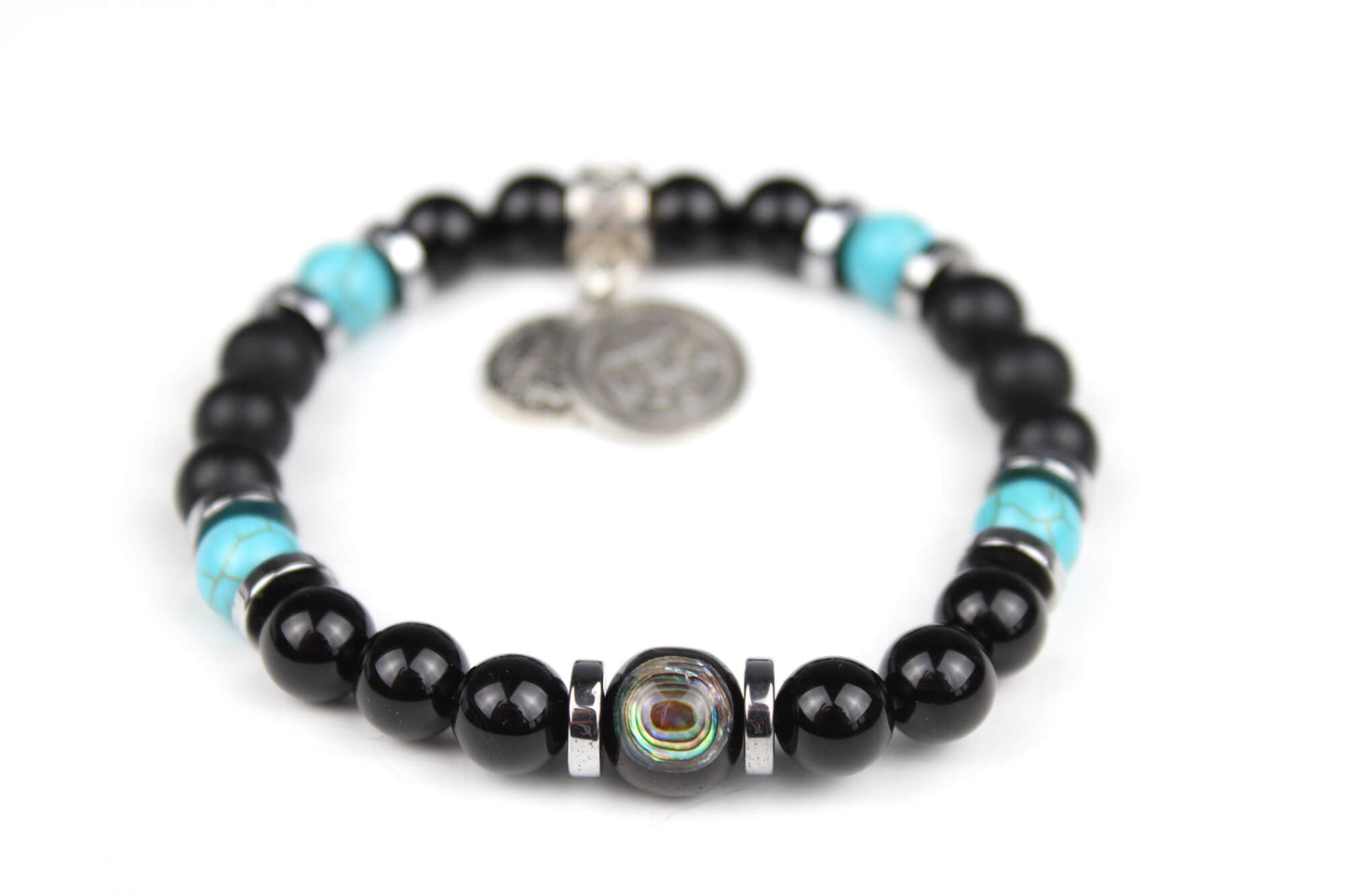 The Navajo Bracelet Stack - layered unisex blue black and silver bracelet set, rock n roll style bracelet stack, blue howlite