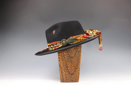 The Babylon Fedora Hat Rock and Roll Style Hat Unisex For Men And Women Blues Gig Musician Hat Black And Gold Detailing