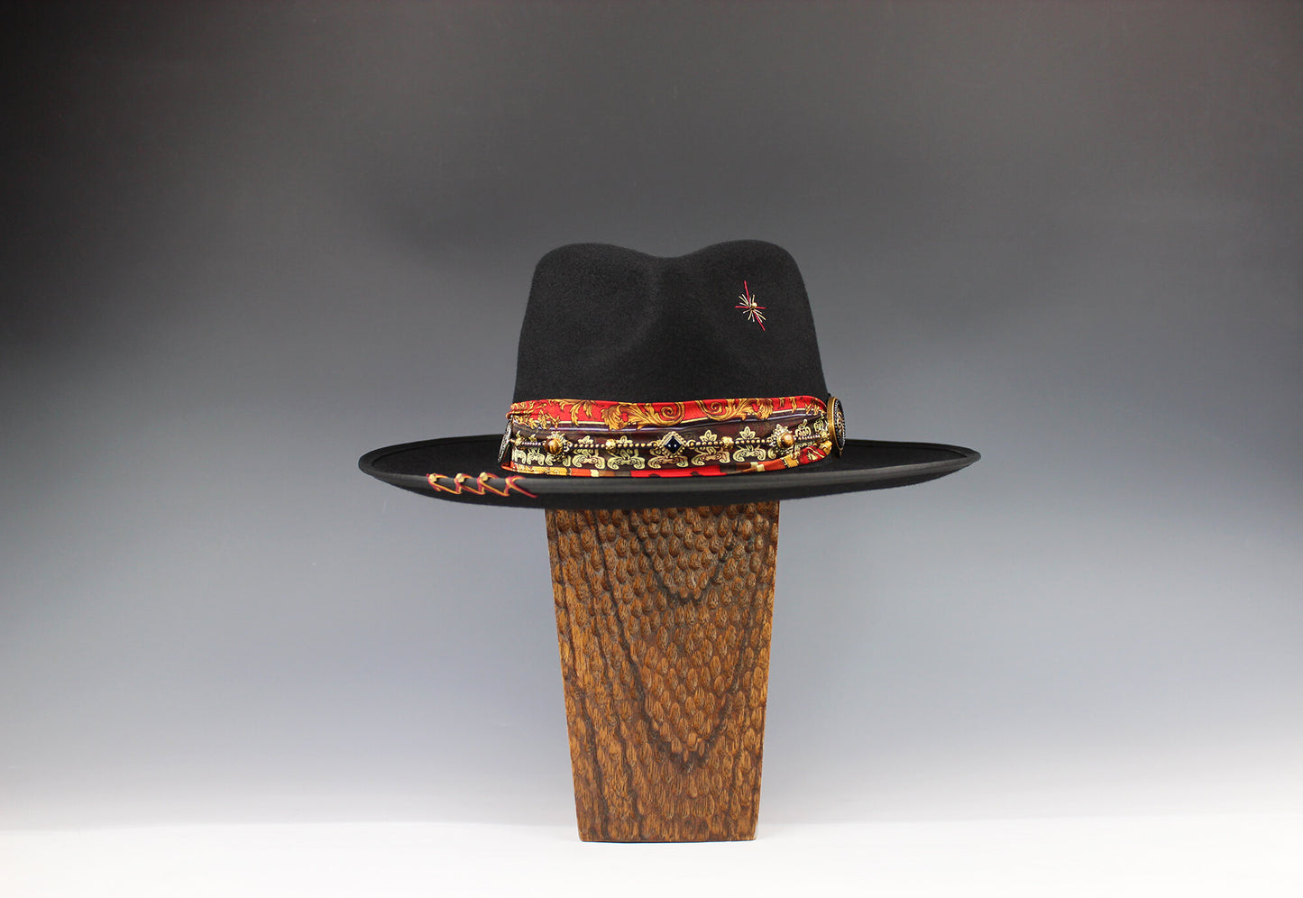 The Babylon Fedora Hat Rock and Roll Style Hat Unisex For Men And Women Blues Gig Musician Hat Black And Gold Detailing