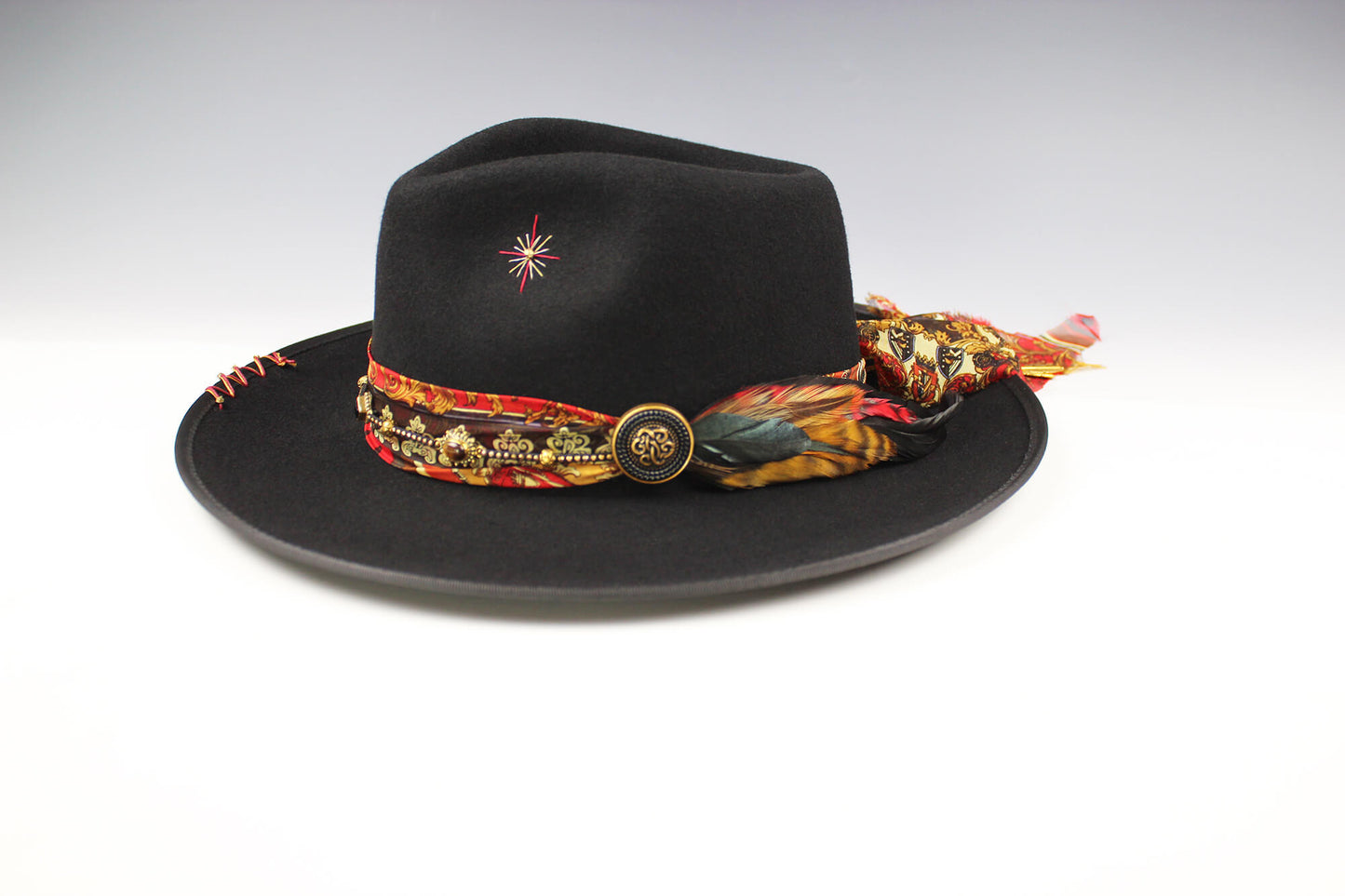 The Babylon Fedora Hat Rock and Roll Style Hat Unisex For Men And Women Blues Gig Musician Hat Black And Gold Detailing