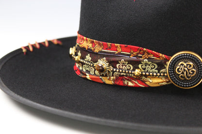 The Babylon Fedora Hat Rock and Roll Style Hat Unisex For Men And Women Blues Gig Musician Hat Black And Gold Detailing