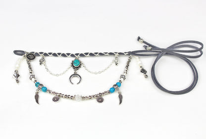 Bohemian Turquoise & Howlite Grey with Silver Anklet, Armband Choker