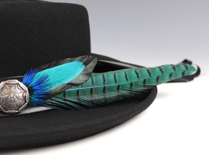 The Turquoise Phoenix Gambler Hat Western Style Hat Bohemian Country Turquoise Detailing Gemstones And Feathers Unisex For Men And Women