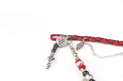 Bohemian Red Coral with Silver Anklet Armband Choker