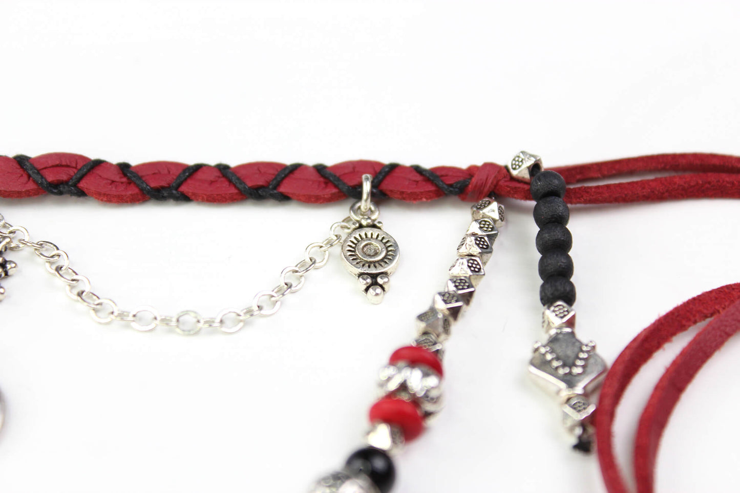 Bohemian Red Coral with Silver Anklet Armband Choker