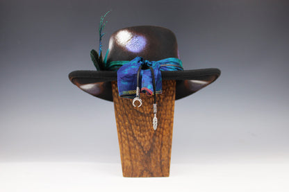 The Dreamweaver Gambler Hat - Western Style Hat Bohemian Country Turquoise Detailing Gemstones And Feathers Unisex For Men And Women