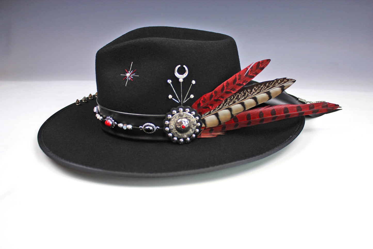 The Rebel Yell Fedora - Hat Rock and Roll Style Hat Unisex For Men And Women Blues Gig Musician Hat Black And Silver Detailing