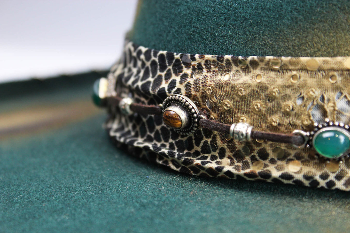 Fedora - Green Distressed with Python Print Band